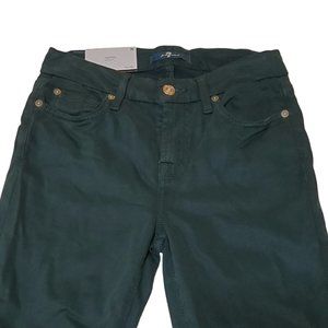 7 FOR ALL MANKIND Womens Green Stretch Zippered Pocketed Skinny Jeans